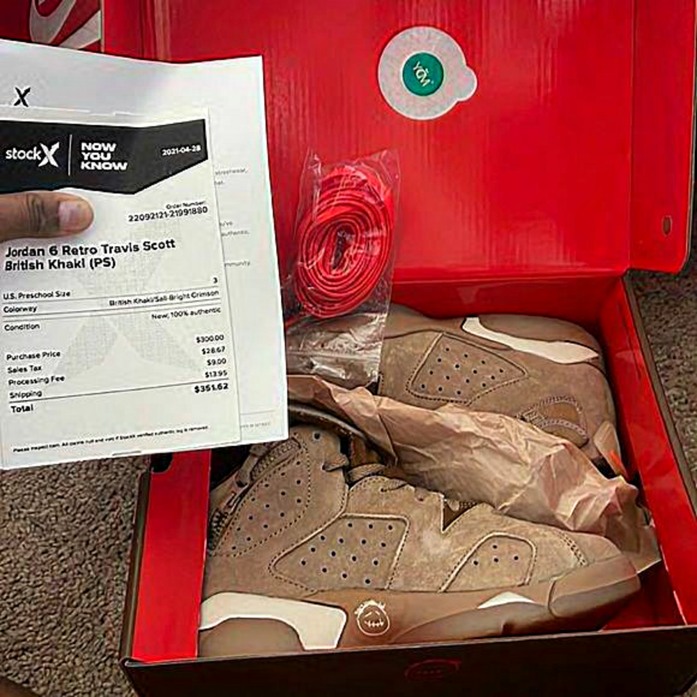 Travis scott jordan 6 retro sp (ps)‎ size 3yr